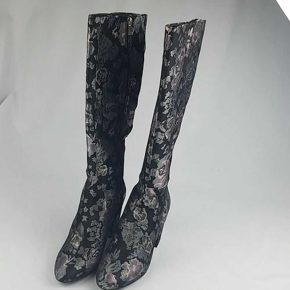 Kenneth Cole Reaction 9 Time To Step knee‎ boots Dark Fairy Witchy Floral
